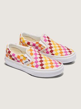 NWT Vans Classic Slip-On Retro Rainbow Checkerboard Skate Shoe - Little Kid - 11